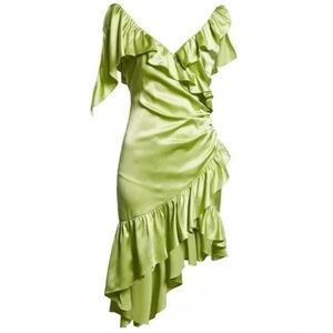Cinq à Sept Petunya Silk Ruffle Green Dress Size 6